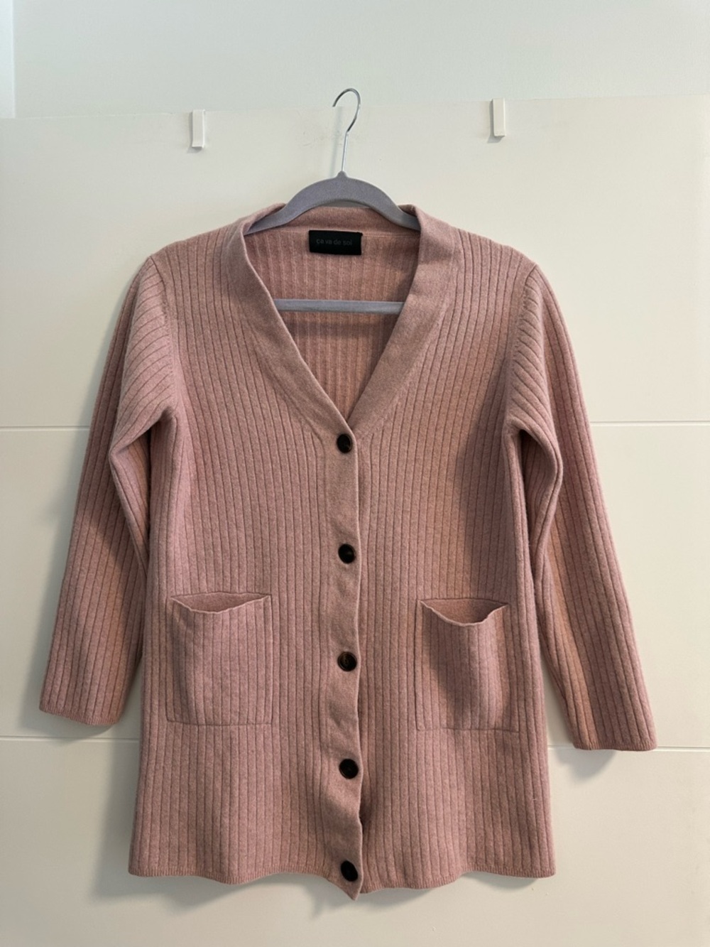 Ca Va De Soi Pink Knit Wool Cardigan